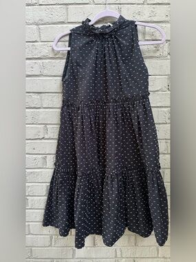 Lisa Marie Fernandez Black Polka Dot A-Line Tiered Dress